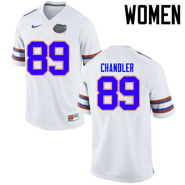 Women Florida Gators #89 Wes Chandler College Football Jerseys Sale-White - Click Image to Close